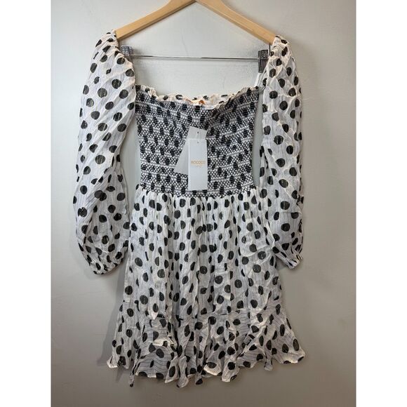 Rococo Sand Polka Dot Long Sleeve Mini Dress Women’s XS Black White NWT - Picture 3 of 8